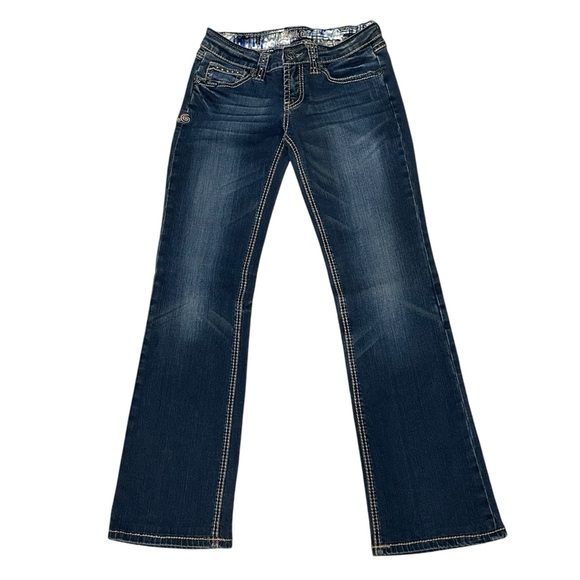 Adiktd Denim - Adiktd Bootcut Jeans Womens Mid Rise‎ Embellished Stretch Blue Denim 2/w27